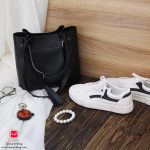 کفش اسپرت زنانه بغل پشت خط مشکی 12279 - تصویر 8