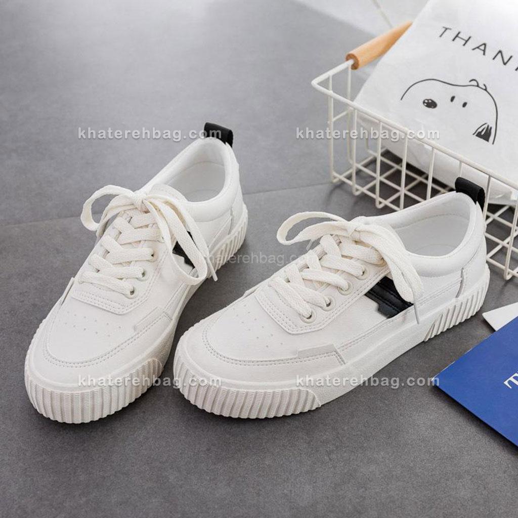 12389-(3) کفش اسپرت سفید مشکی 12389 - تصویر 1