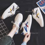 کفش اسپرت بغل خط دار طوسی زرد 13075 - تصویر 5