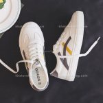 کفش اسپرت بغل خط دار طوسی زرد 13075 - تصویر 3