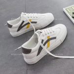 کفش اسپرت بغل خط دار طوسی زرد 13075 - تصویر 2