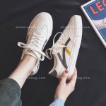 کفش اسپرت بغل خط دار طوسی زرد 13075 - تصویر 4