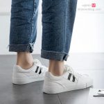 کفش اسپرت طرح آدیداس سفید دو خط مشکی 13291 - تصویر 2