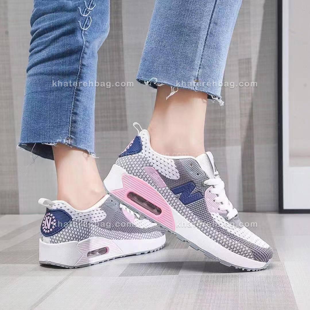 IMG_7344 کفش  اسپرت زنانه NEW BOLUNE سفید طوسی صورتی (وارداتی) 13992 - تصویر 1