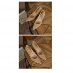 کفش پاشنه دار ترکیب اشبالت و چرم نسکافه ای کد 18339 - تصویر 2