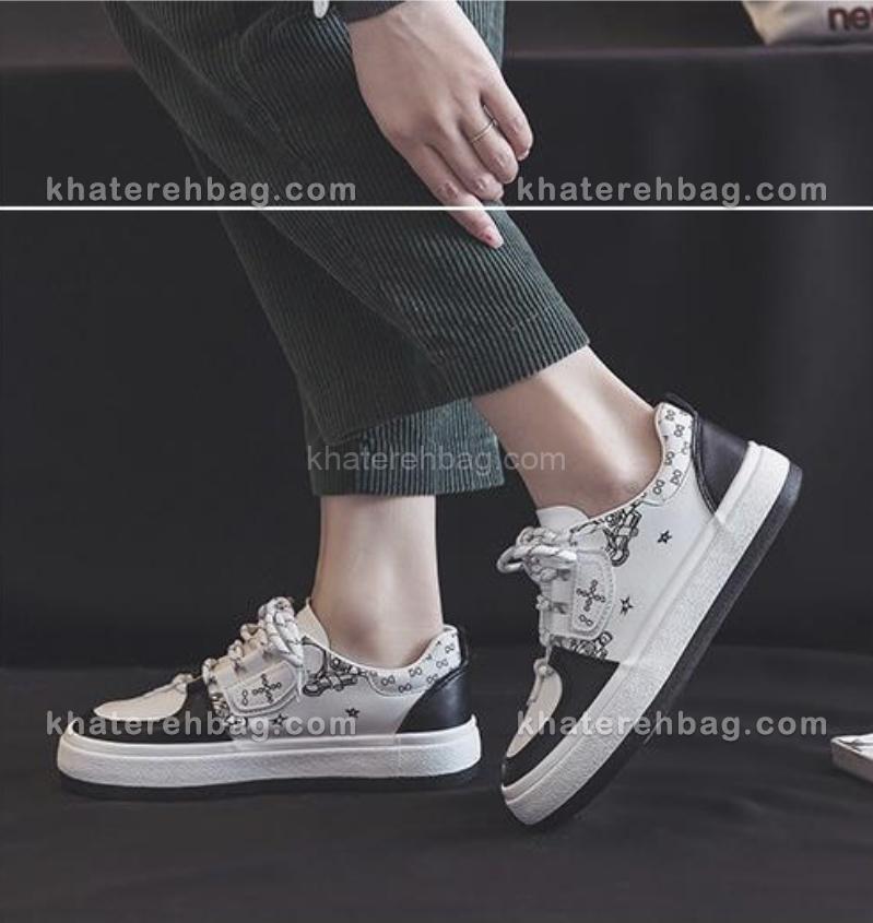 18836 کفش DD&OO طرح دار سفید_مشکی کد (18836) - تصویر 2