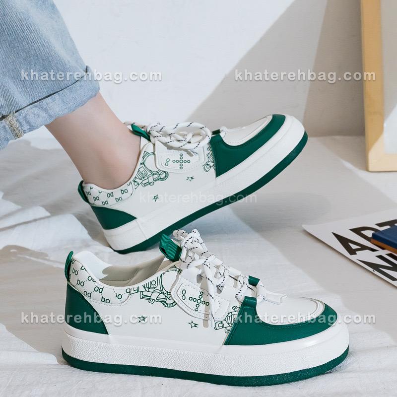 18841 کفش DD&OO طرح دار سفید_سبز کد (18840) - تصویر 1