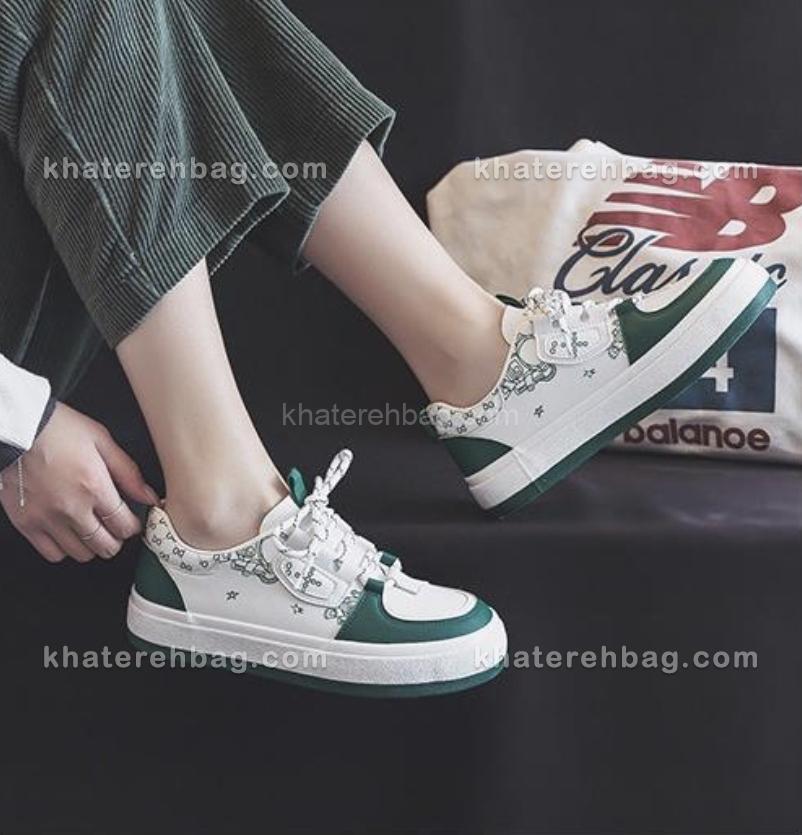 18842 کفش DD&OO طرح دار سفید_سبز کد (18840) - تصویر 2