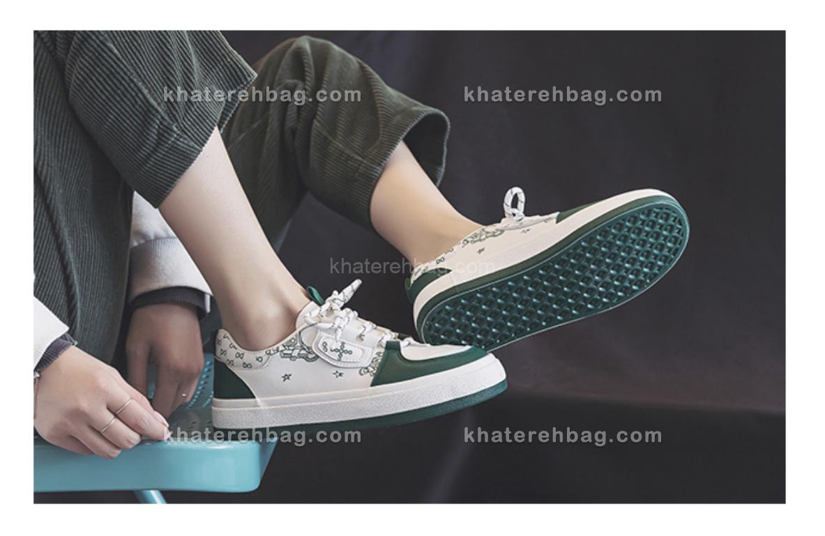 18843 کفش DD&OO طرح دار سفید_سبز کد (18840) - تصویر 3