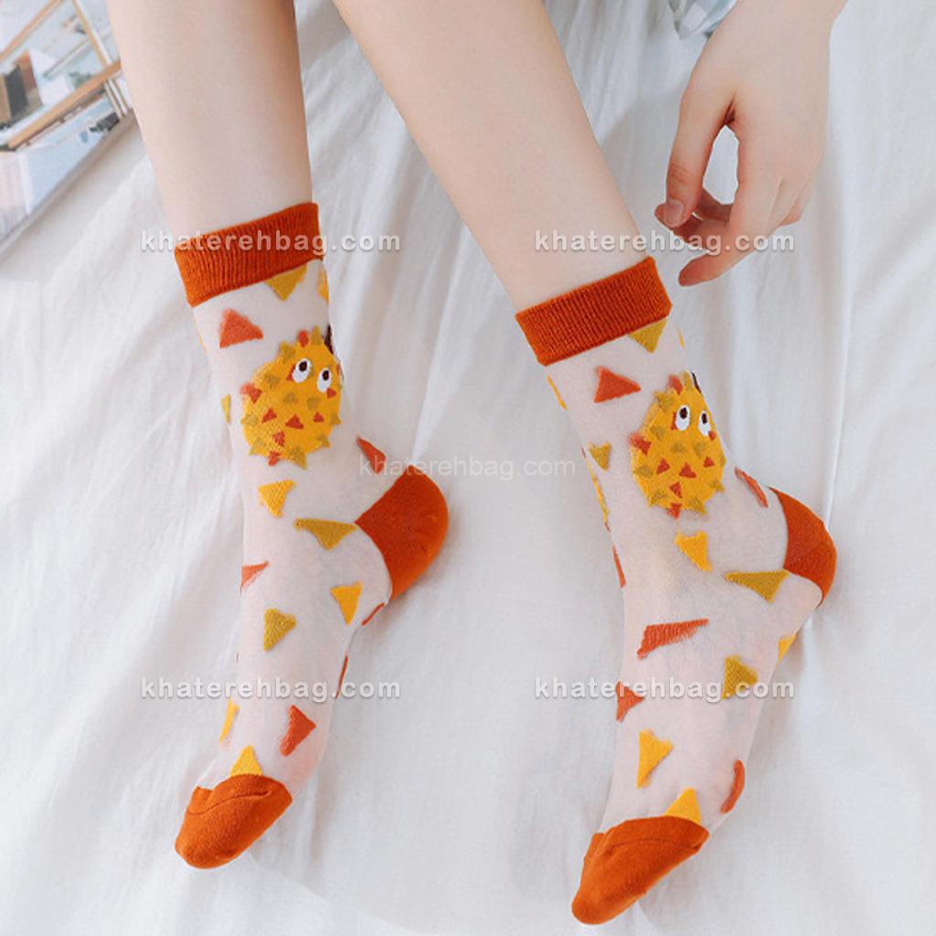 20871 (1) جوراب ساق دار شیشه ای طرح مثلث - کد : (20871) - تصویر 1