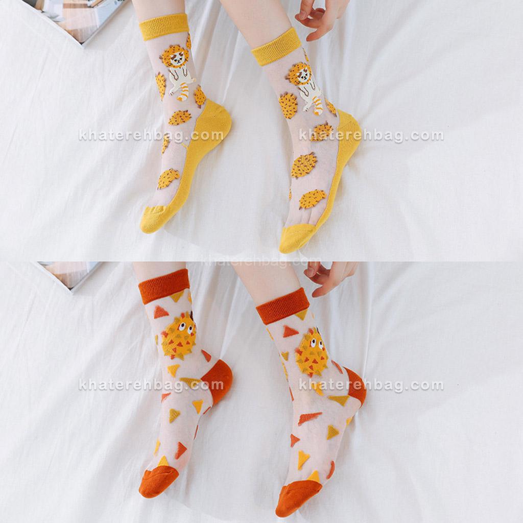 20871 (2) جوراب ساق دار شیشه ای طرح مثلث - کد : (20871) - تصویر 3