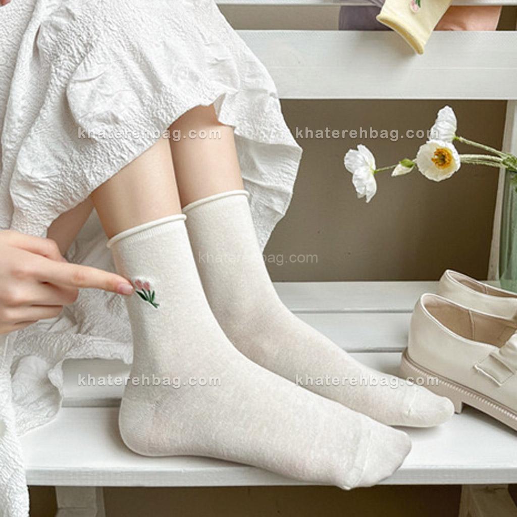 21009................................. جوراب ساق دار گلدوزی لاله - کد : 21009 - تصویر 4