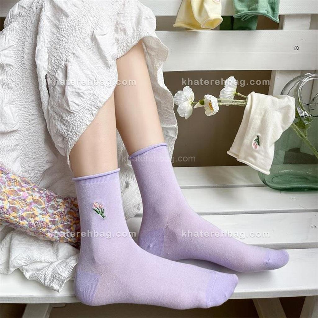 21009.. جوراب ساق دار گلدوزی لاله - کد : 21009 - تصویر 18