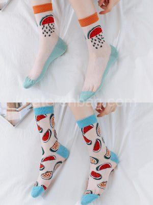 جوراب ساق دار شیشه ای طرح میوه - کد : 20872