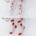 جوراب ساق دار شیشه ای طرح توت فرنگی - کد : 20874