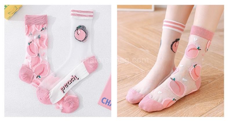 IMG_6962 جوراب ساق دار شیشه ای طرح میوه - کد : 20873 - تصویر 4