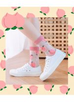 جوراب ساق دار شیشه ای طرح میوه - کد : 20873 - تصویر 6