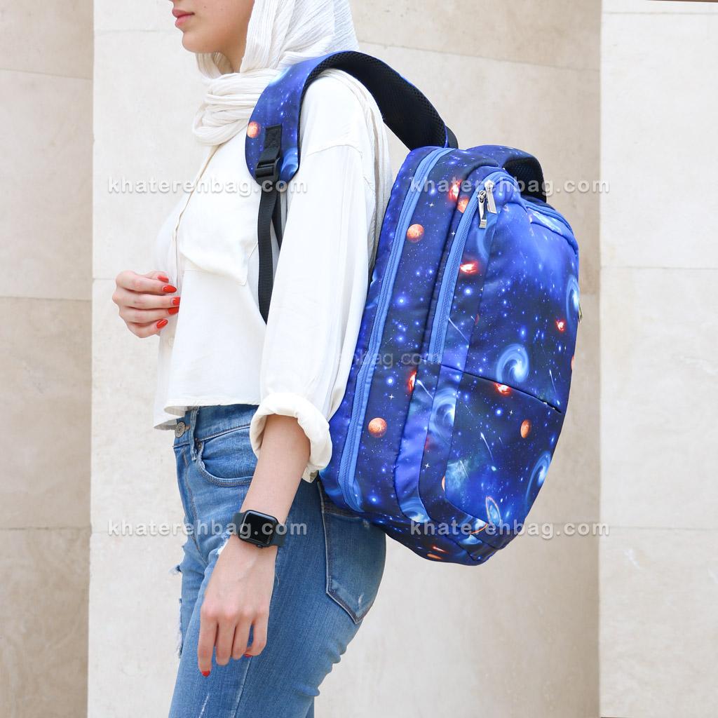 26014 (2) کوله پشتی دو دسته زیپ چاک دار کهکشان - کد : (26014) - تصویر 1